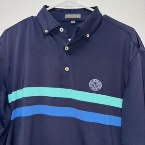 Peter‎ Millar Summer Comfort Navy Blue Celestial Sun Button Down Collar Medium